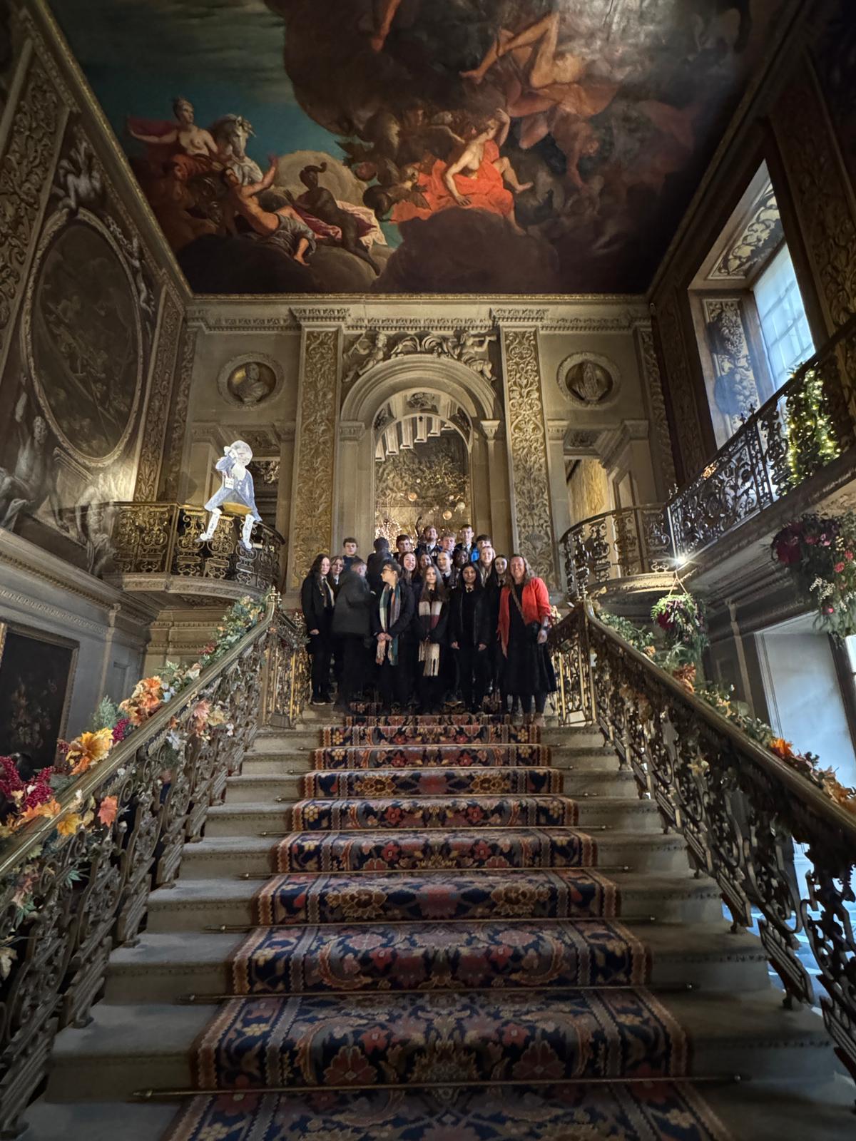 Students On staircase at Chatsworth